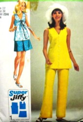 8830 SIMPLICITY JIFFY MINI SKIRT, SLEEVELESS OVERBLOUSE, PANTS 70 PATTERN 12
